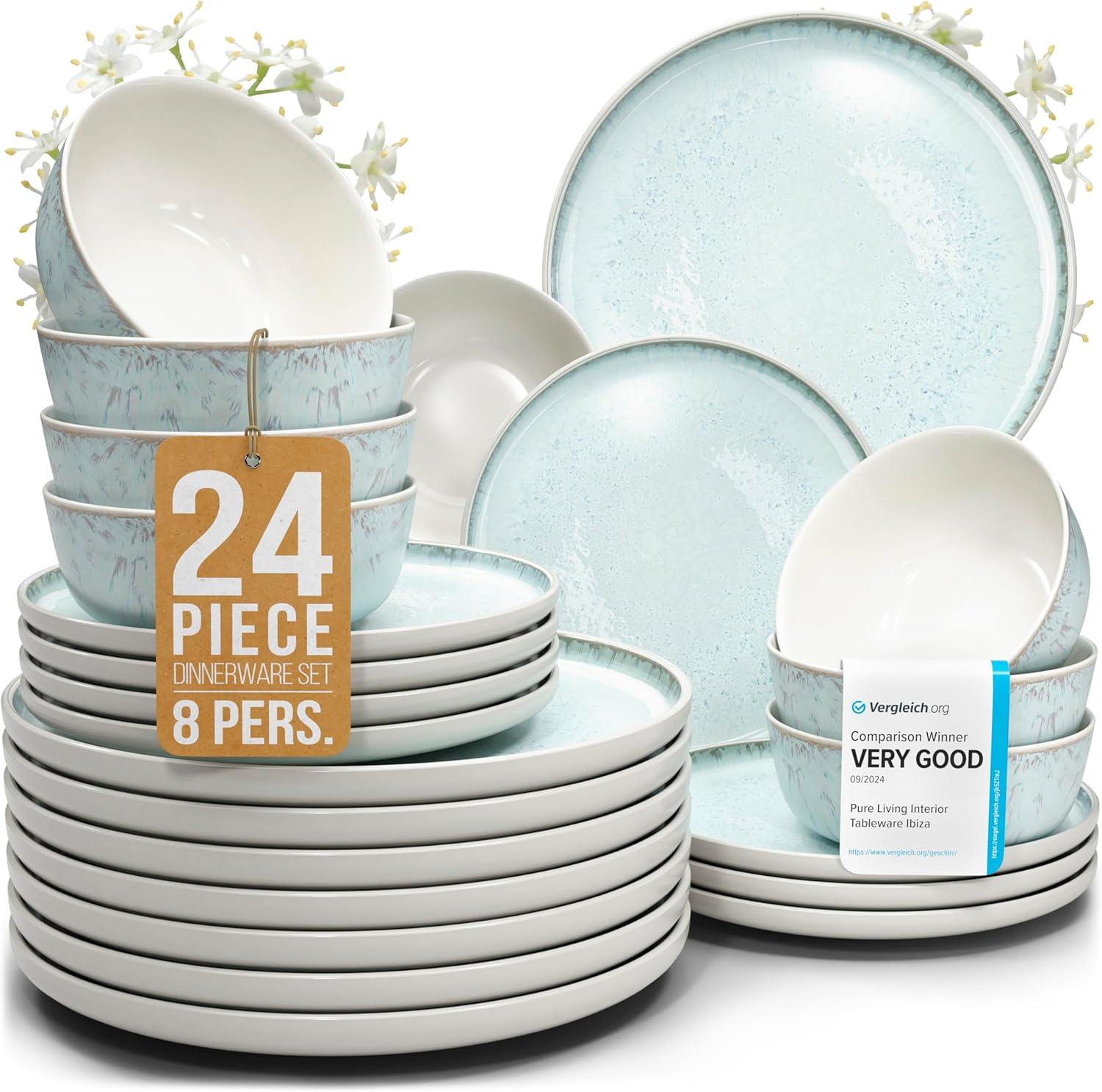 Stoneware dinnerware set 8 persons (24pcs)